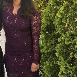 Sequin purple bodycon midi violet dress